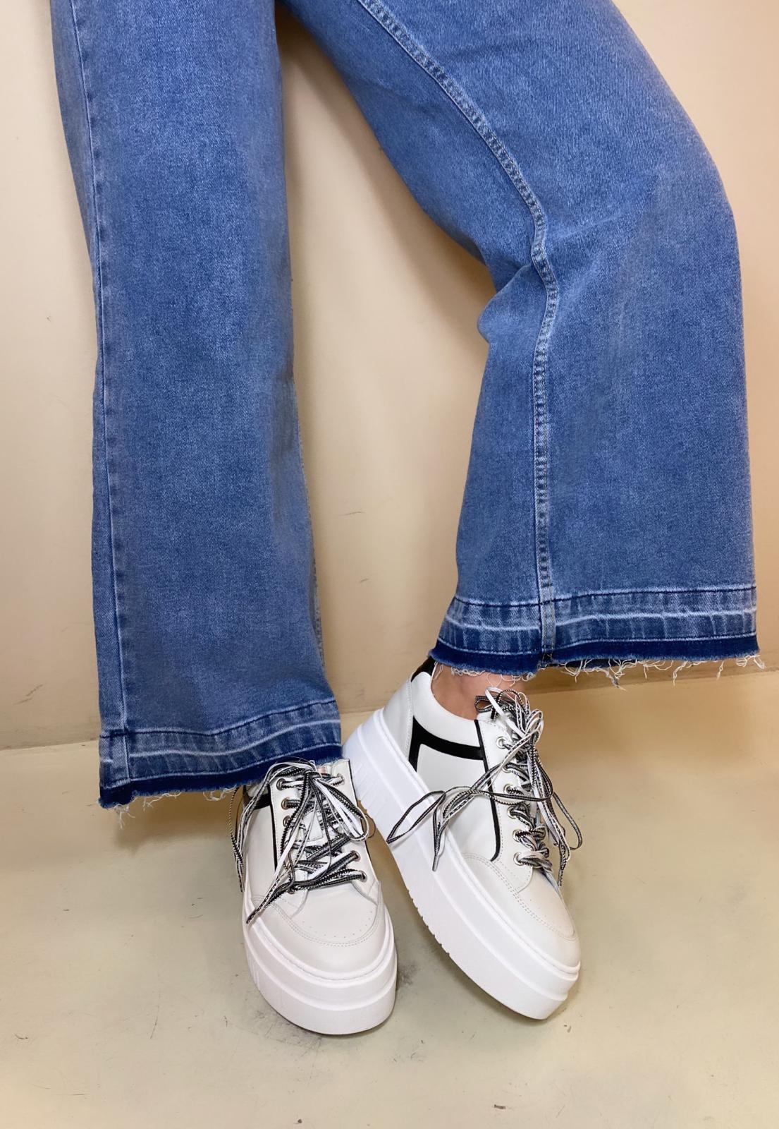 Méliné Sneaker Donna in Pelle Bianca e Nero