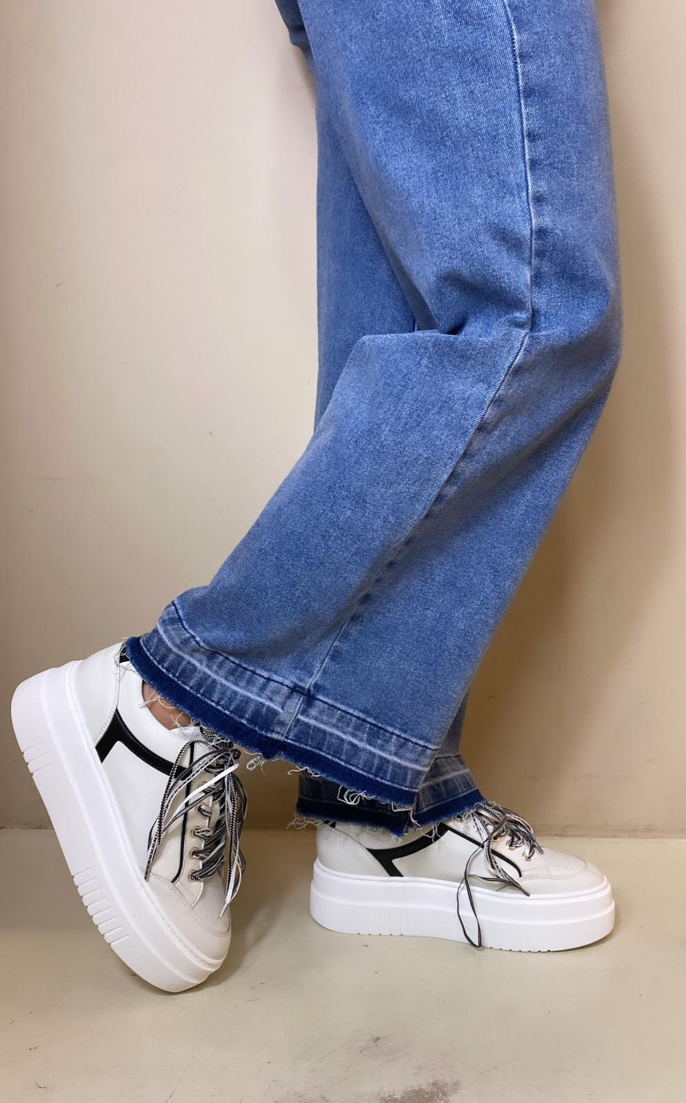 Méliné Sneaker Donna in Pelle Bianca e Nero