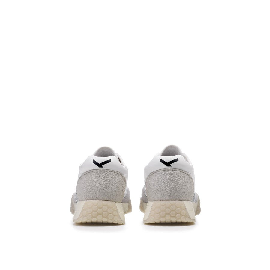 Kehnoo sneaker donna in nylon e suede bianco e grigio con logo glitter argento