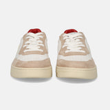 Back 70 Sneaker donna in pelle bianco con gonfietto rosso scuro