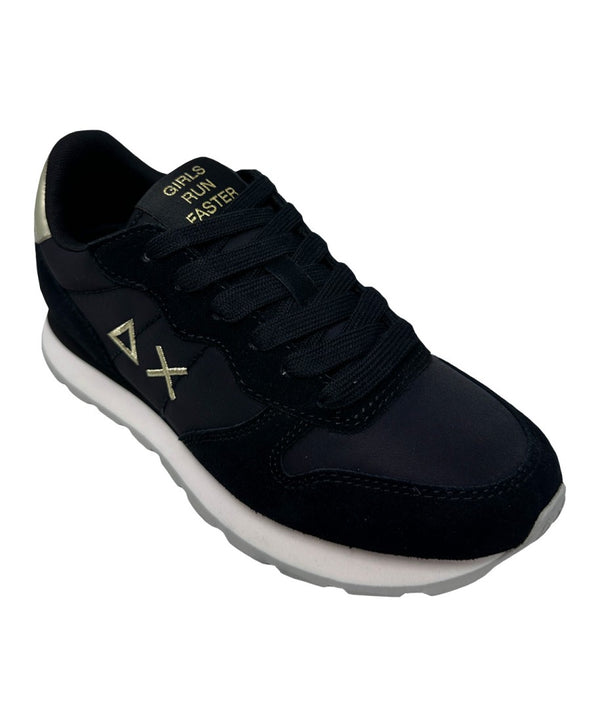 SUN68 Sneaker Ally gold silver da donna in nylon nero