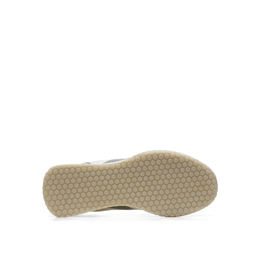 Kehnoo sneaker donna in nylon e suede bianco e grigio con logo glitter argento